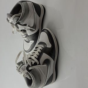 Nike Force Dunk Sky Hi Hidden Wedge Heel Size 7.5 Silver Black White 629746 103